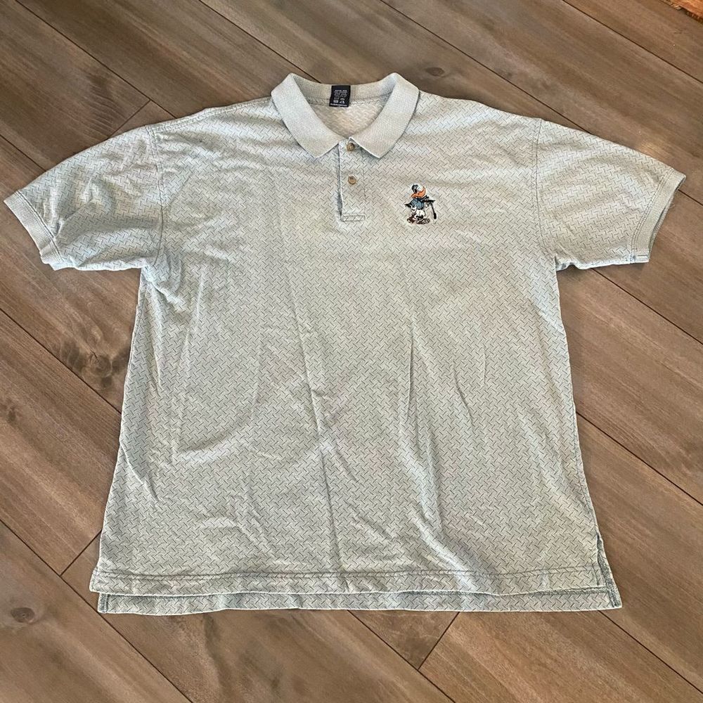 Vintage Warner Brothers Donald Duck Golfing Grey Polo Shirt Men XL‎